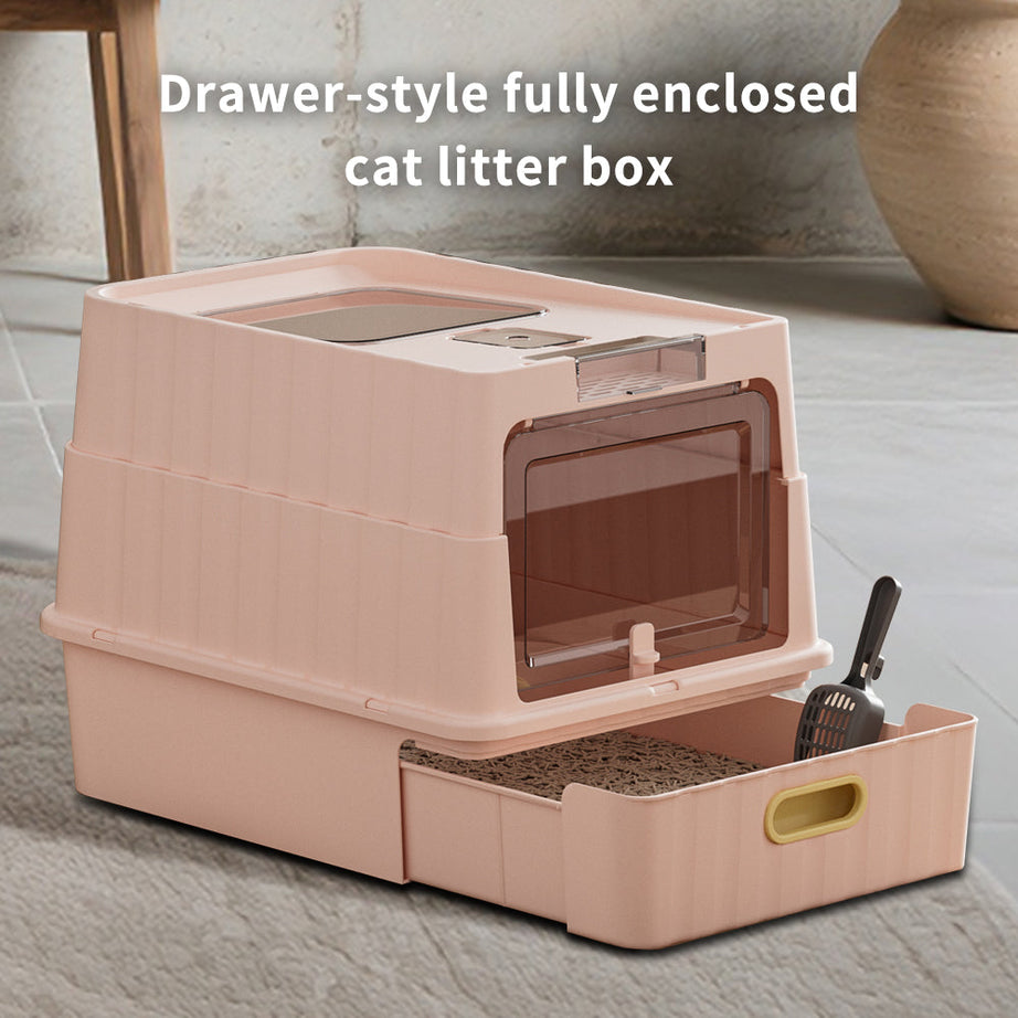 Dual Opening Fully Enclosed Cat Litter Box Top Entry Anti-tracking