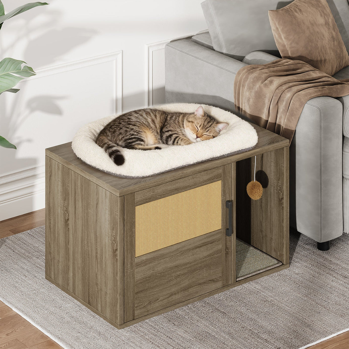 Cat Litter Box Enclosure Furniture Cabinet Odor Control