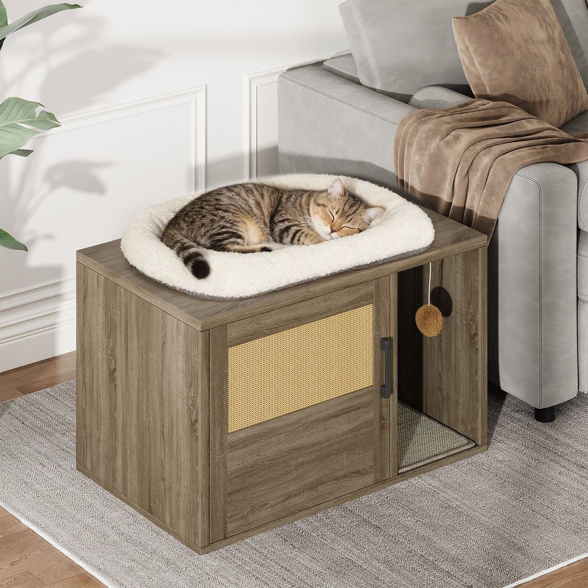 Cat Litter Box Enclosure Furniture Cabinet Odor Control