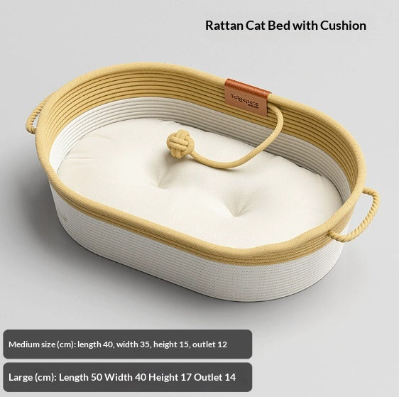 Wicker Cat Bed All-season For Summer Extra-large Scratching Post