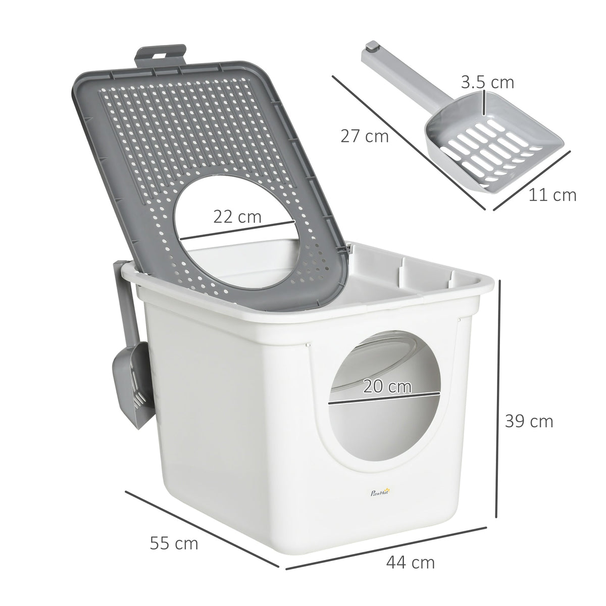 Pawhut Cat Litter Box Pet Toilet Enclosed Kitten Pan With Front