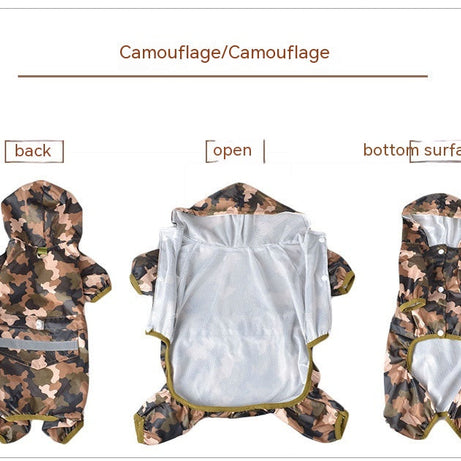 Pet Raincoat Dog Four-leg Hooded