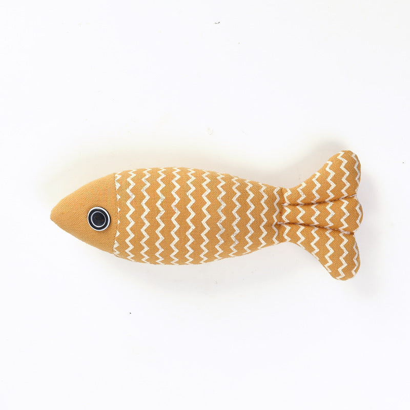 Cat Toy Funny Linen Fish Pillow Self-hey