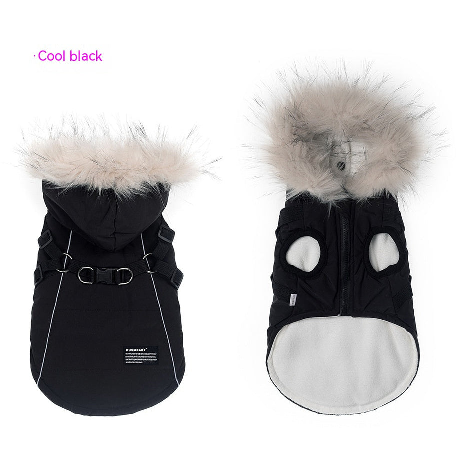 Pet Autumn And Winter Fleece-lined Thickened Dog Clothes Raincoat