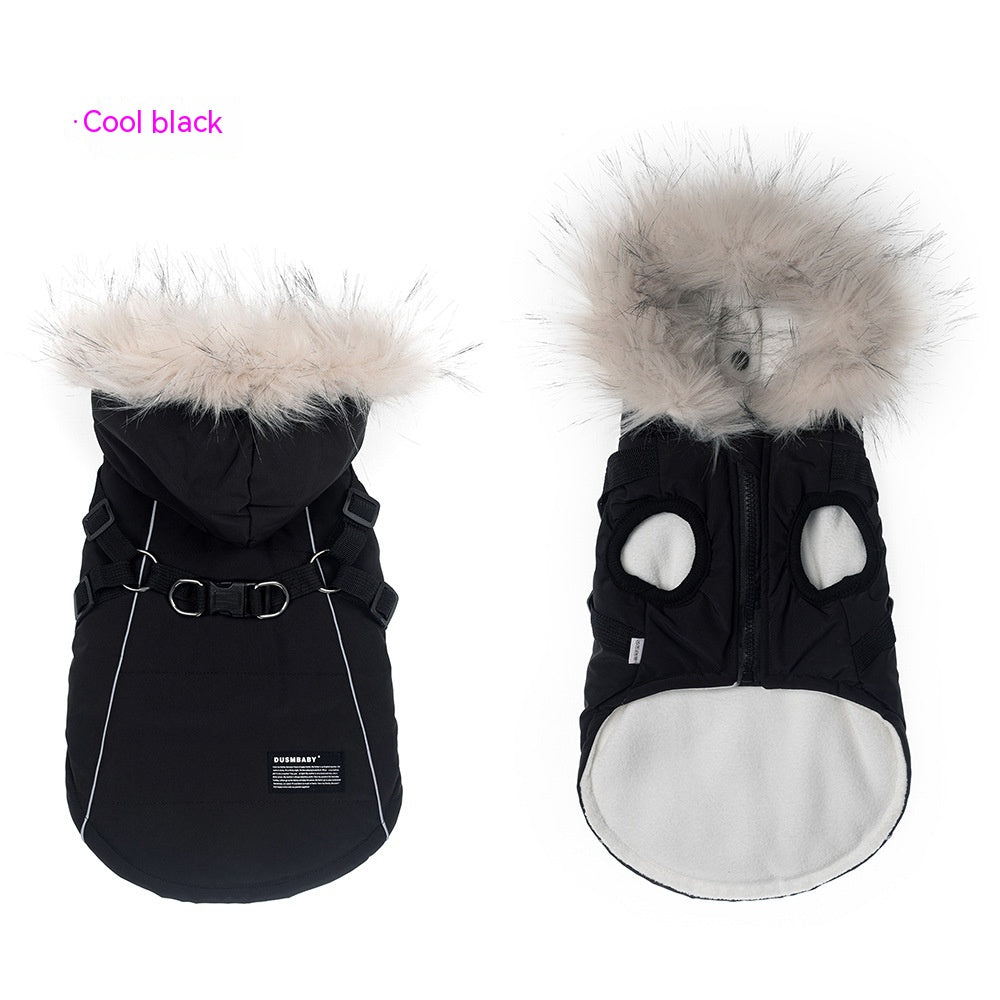 Pet Autumn And Winter Fleece-lined Thickened Dog Clothes Raincoat
