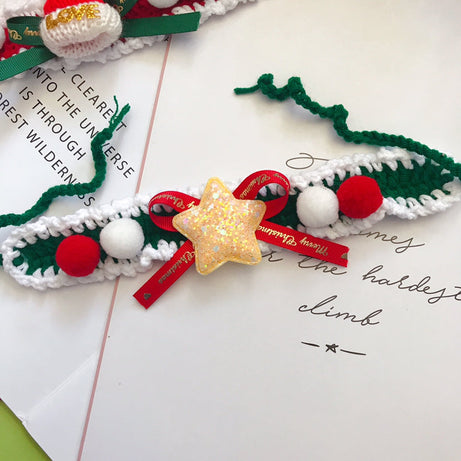 Wool Pet Collar Hand Woven Christmas Pet Accessories