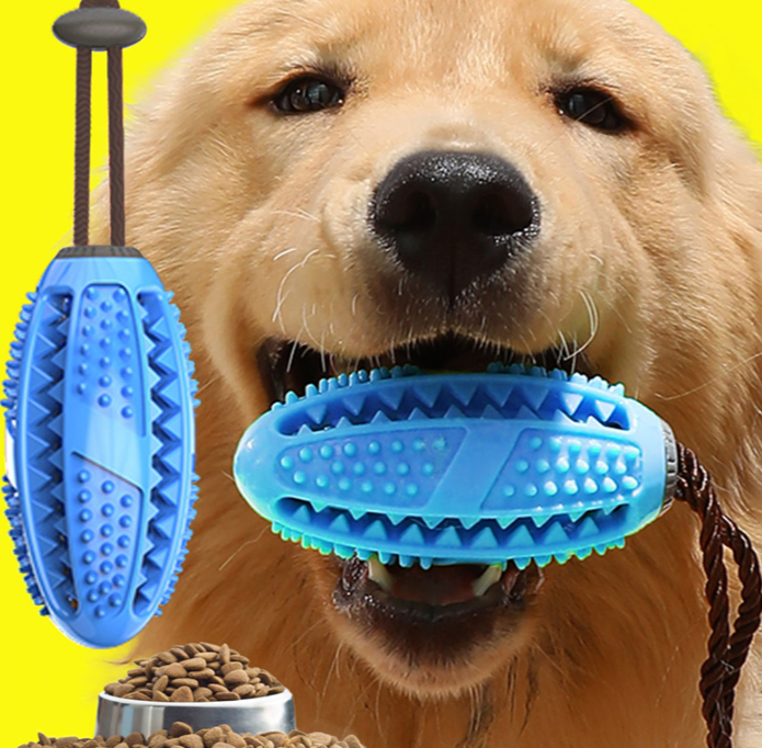 New Pet Dog Food Leakage Ball Toothbrush Elastic Rubber Molar Bite