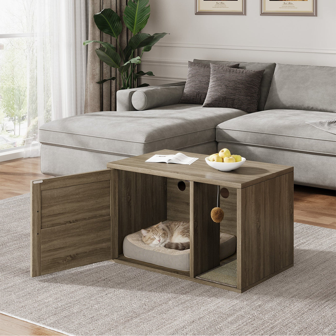 Cat Litter Box Enclosure Furniture Cabinet Odor Control