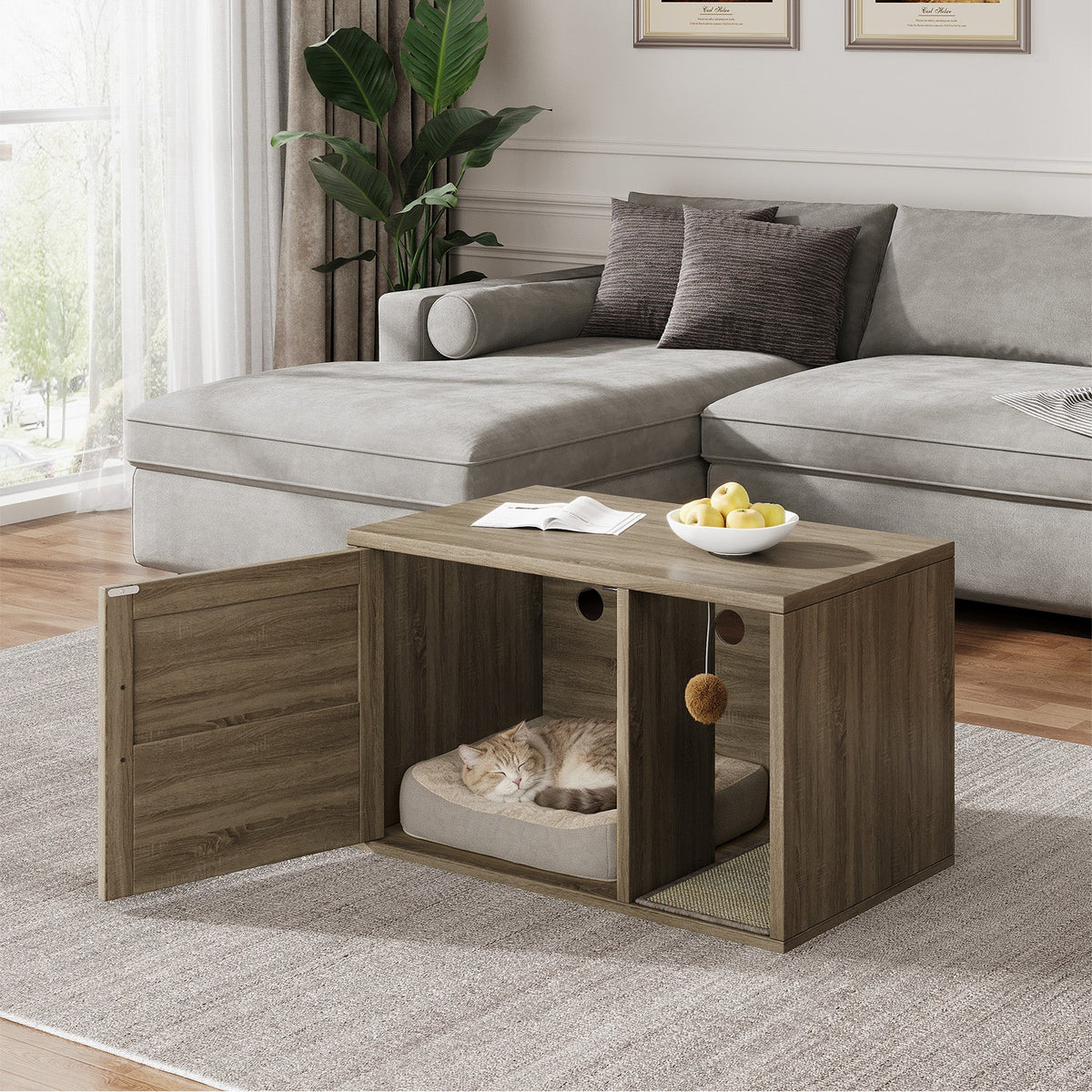 Cat Litter Box Enclosure Furniture Cabinet Odor Control