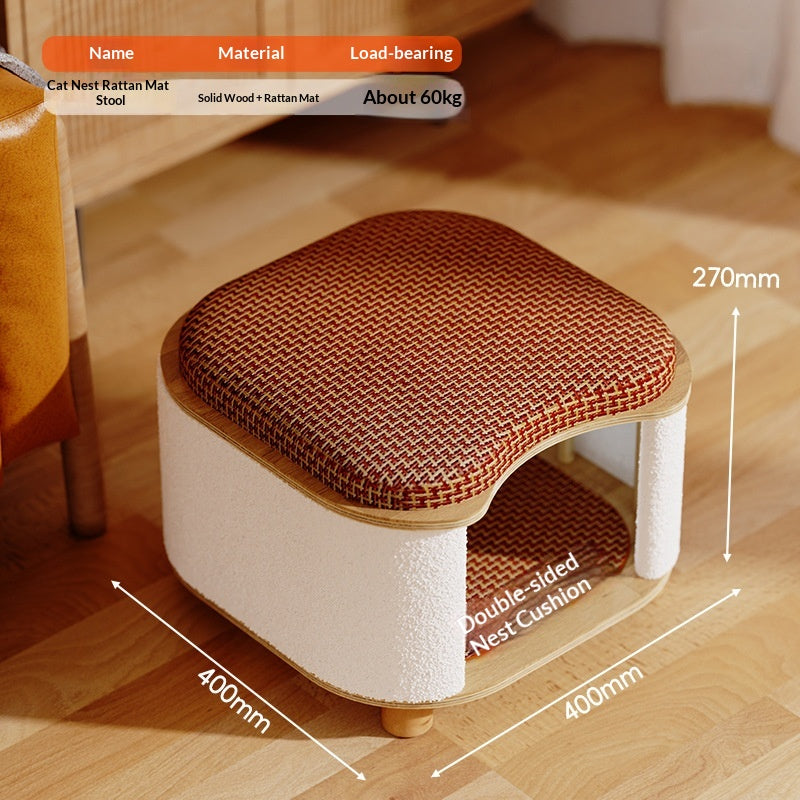 Cat Bed Bench For Humans And Cats All-season Solid Wood With Summer