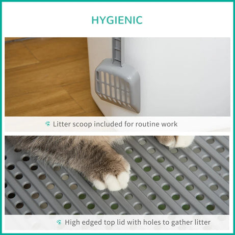 Covered Cat Litter Box Easy Cleaning Kitty With Front Entrance Top
