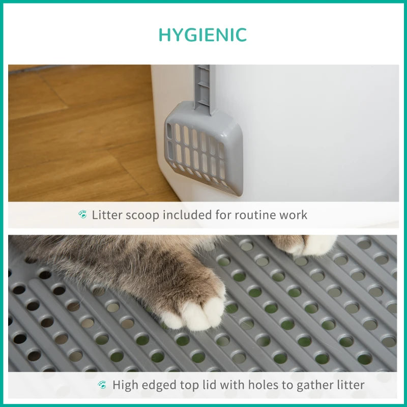 Covered Cat Litter Box Easy Cleaning Kitty With Front Entrance Top