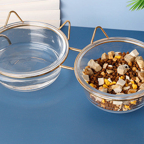 Glass Cat Bowl Drinking Dish Feeder For Pet Food Water Dishes