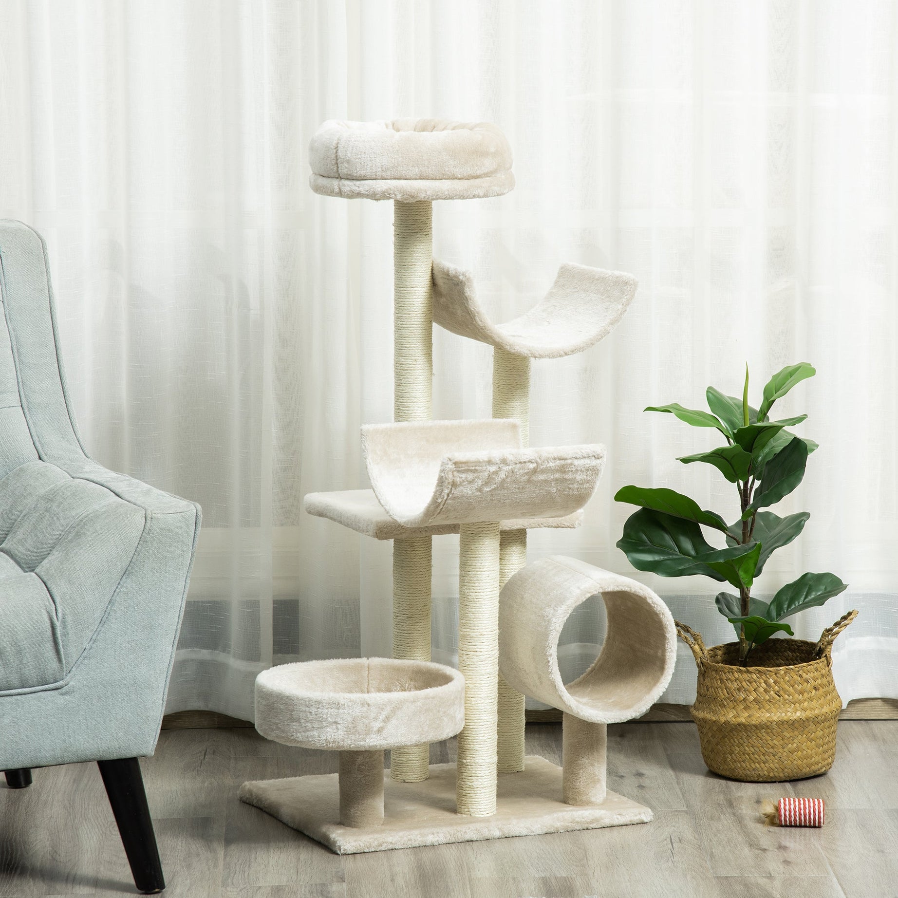 Pawhut Cat Tree For Indoor Cats Kitten Pet Scratching Post Perch