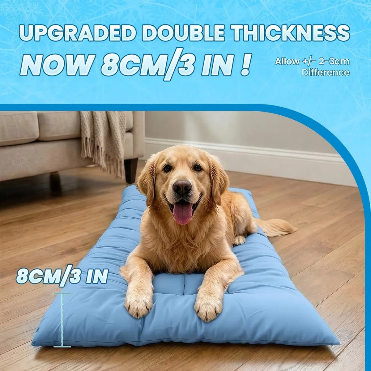 Extra-large Cooling Dog Sofa Bed Ultra-soft Plush Pet Mat With 8