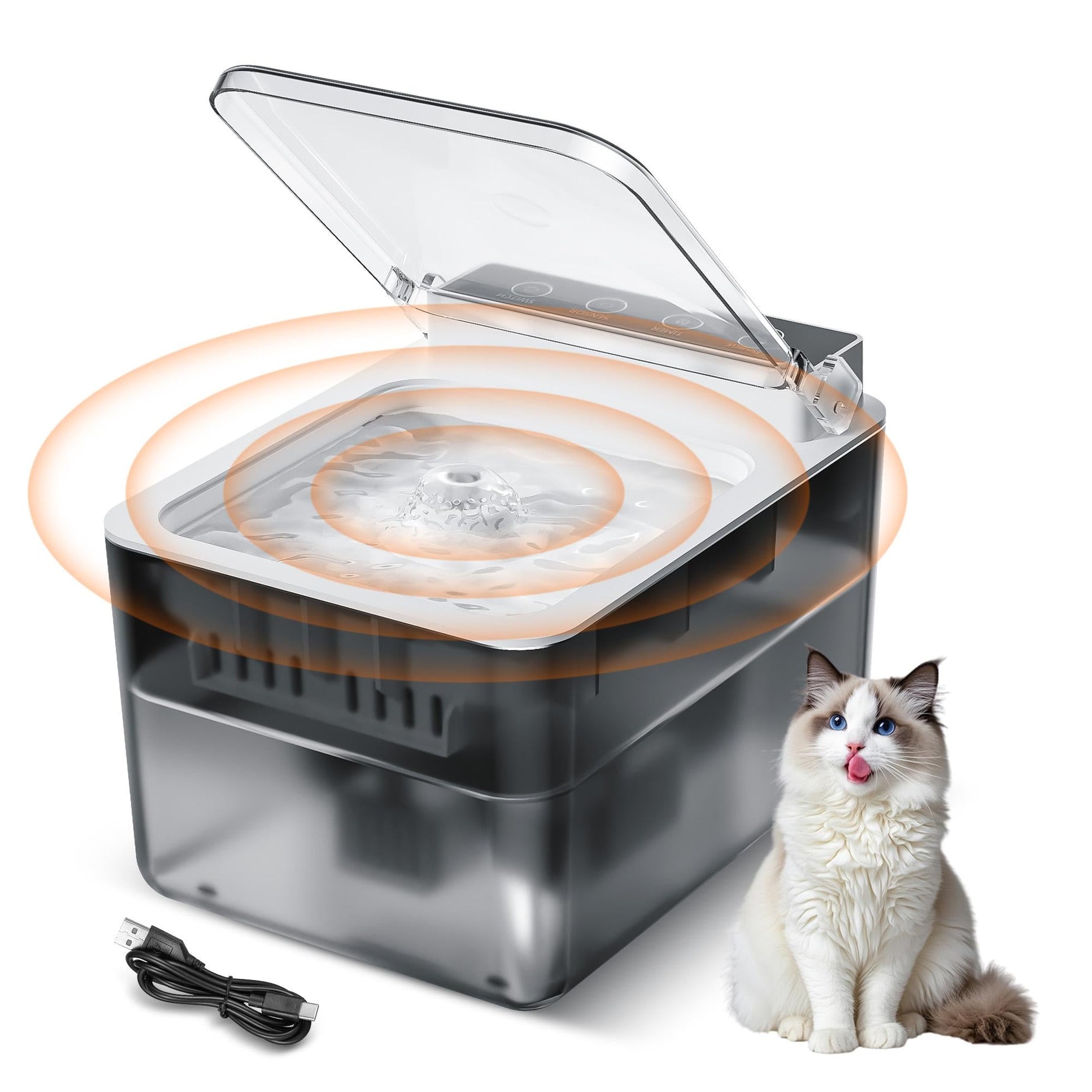 Wired Automatic Pet Fountain Dog Water Dispenser Sensing Function