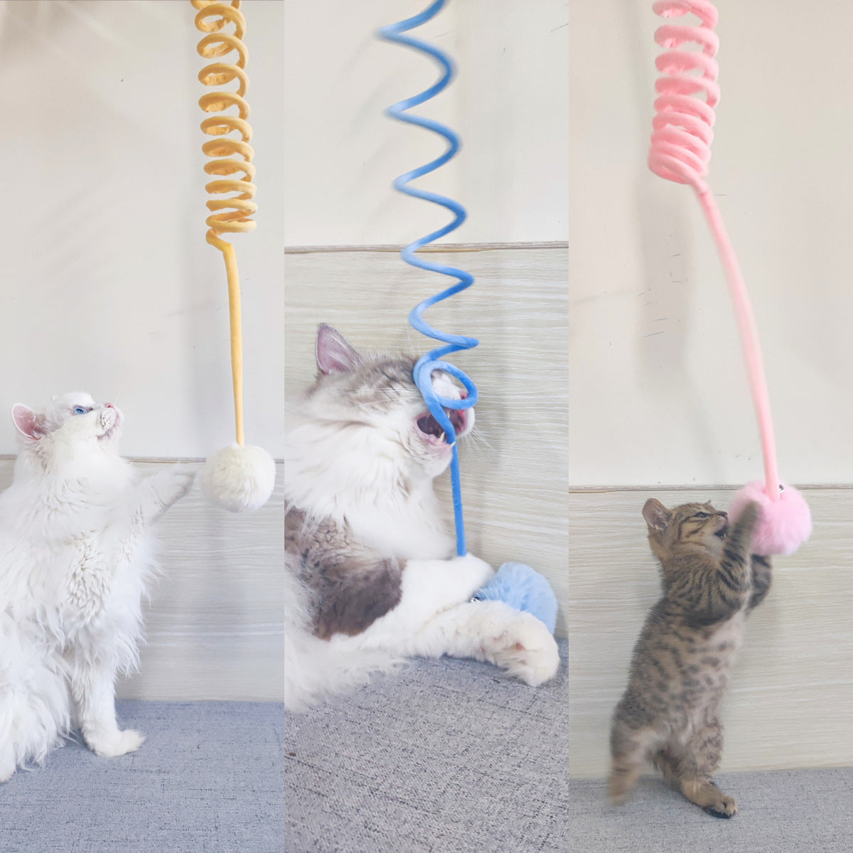 Cat Toy Self-hi Sucker Spring Rabbit Hair Ball Interactive Play Pet