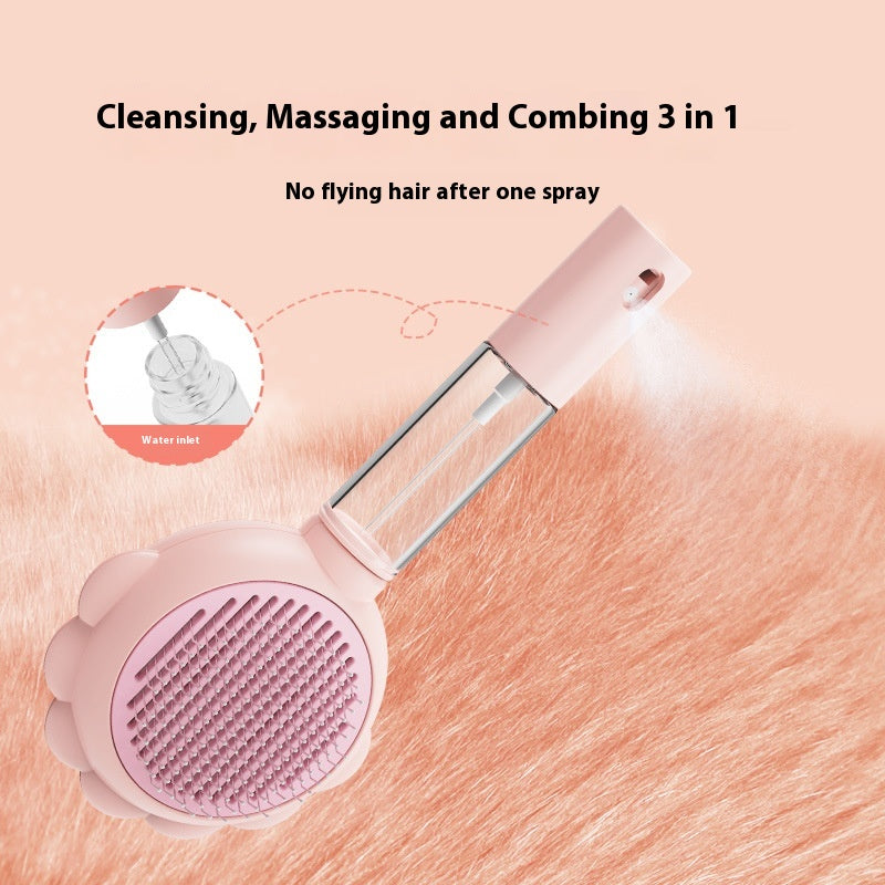 2-in-1 Self Cleaning Dog Brush Comb With Spray Pets Grooming Hair
