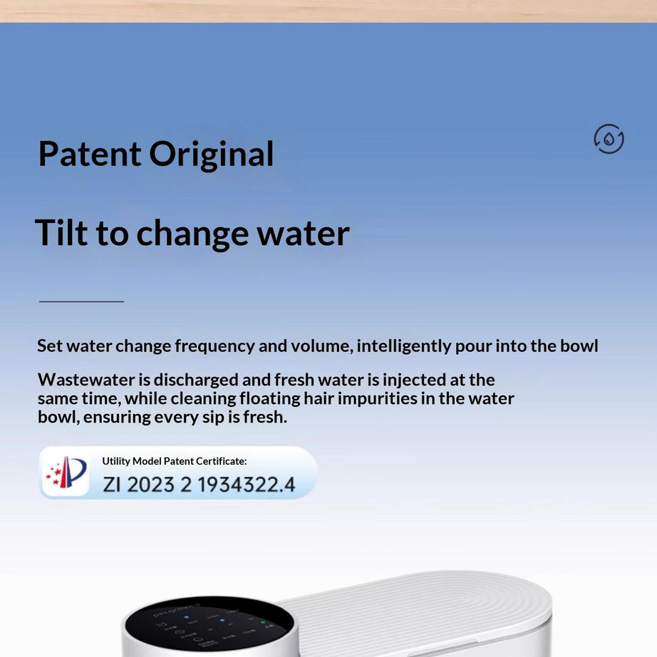 Pet With Gravity-driven Tilting Cat Water Fountain