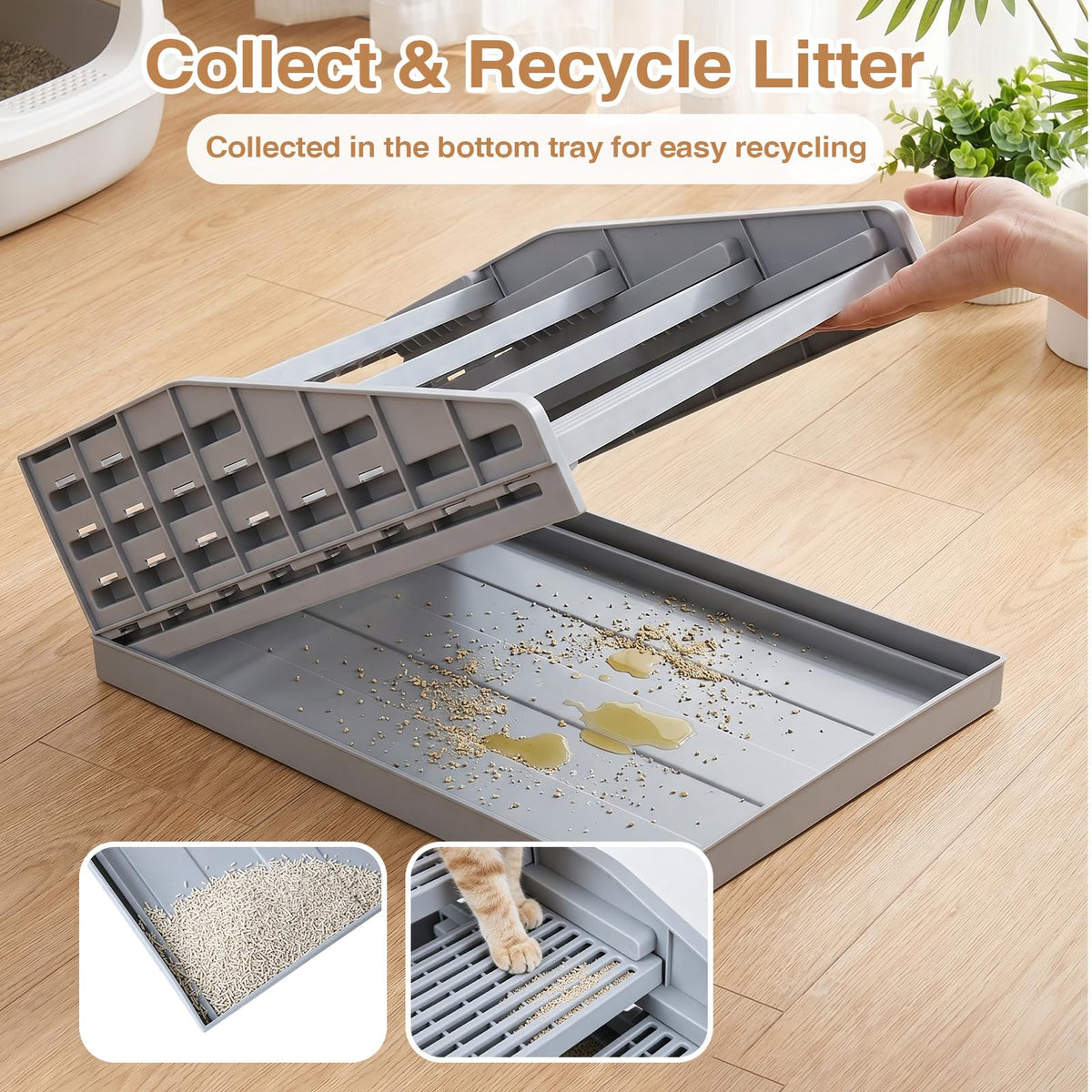 Adjustable Litter Box Ramp Elevated Cat Stairs With Filter Function