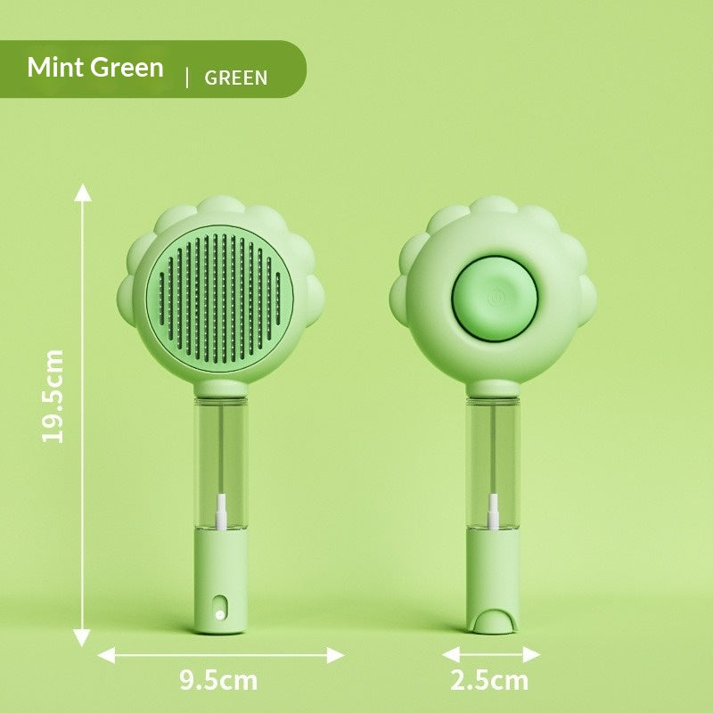 2-in-1 Self Cleaning Dog Brush Comb With Spray Pets Grooming Hair