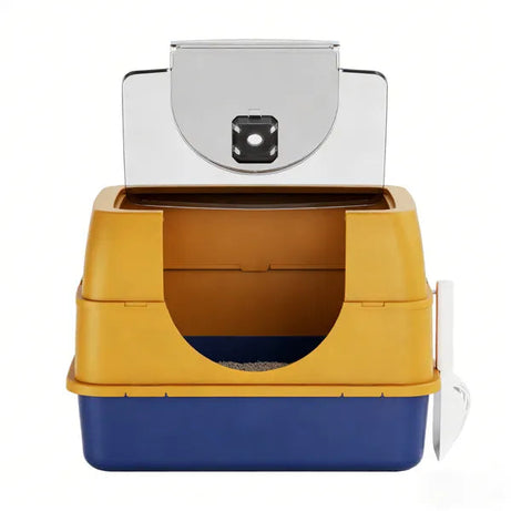 Galaxy Enclosed Orange Cat Litter Box Sealed To Prevent Odors
