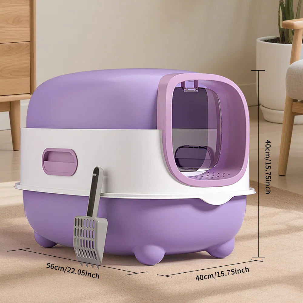 High-capacity Enclosed Cat Litter Box Odor-lock Scratch-resistant