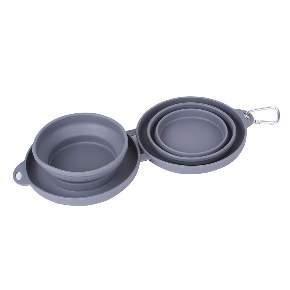 Rubber Foldable Double Bowl Pet Feeding Pets Supplies Dog Cat Bowls