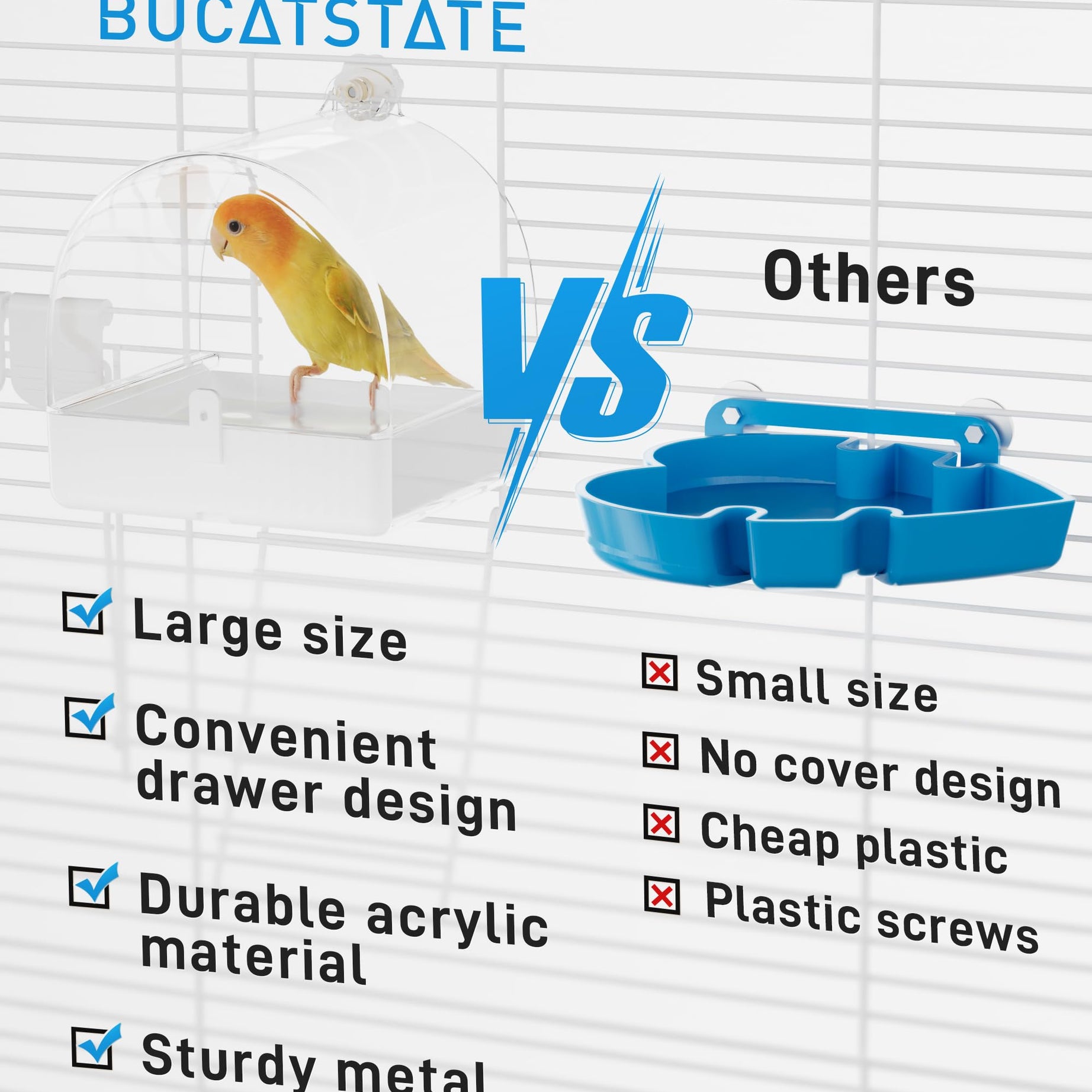 Hanging Bird Bath For Cage 3-in-1 Multifunction Bath&bowl&house