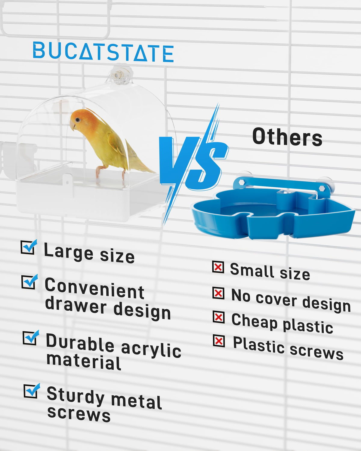 Hanging Bird Bath For Cage 3-in-1 Multifunction Bath&bowl&house
