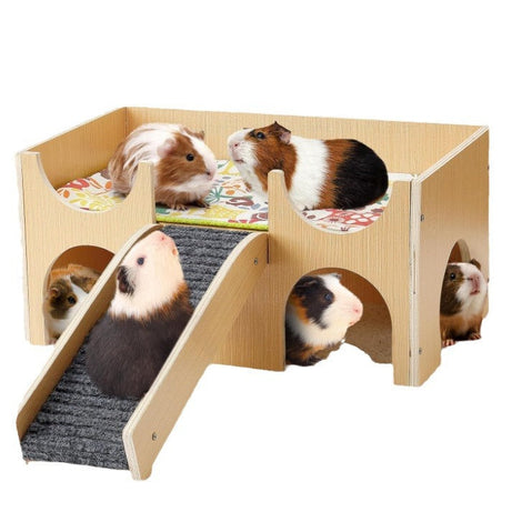 Wooden Guinea Pig House Hamster Hideout Toy