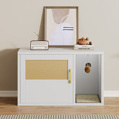 Cat Litter Box Cabinet Multifunctional White Modern House Washroom