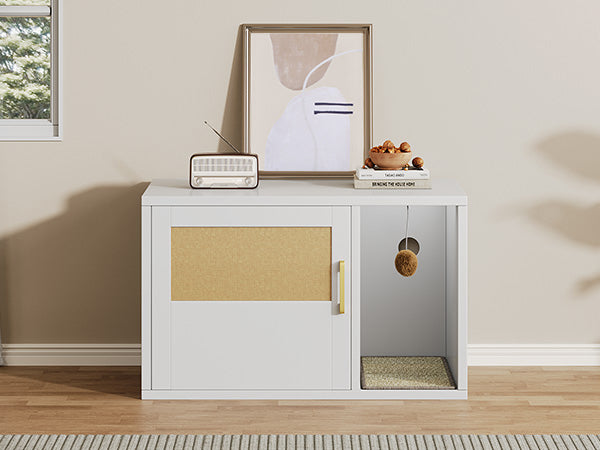 Cat Litter Box Cabinet Multifunctional White Modern House Washroom