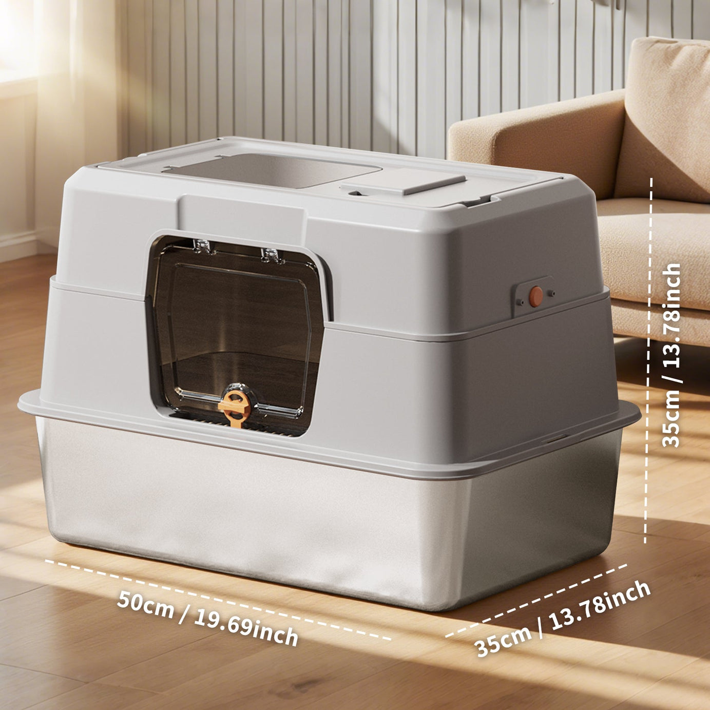 Only Self Pickup---fully Enclosed Stainless Steel Cat Litter Box