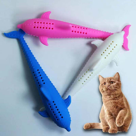 Cat Toothbrush Toy Silicone Fish Bite Molar Rod