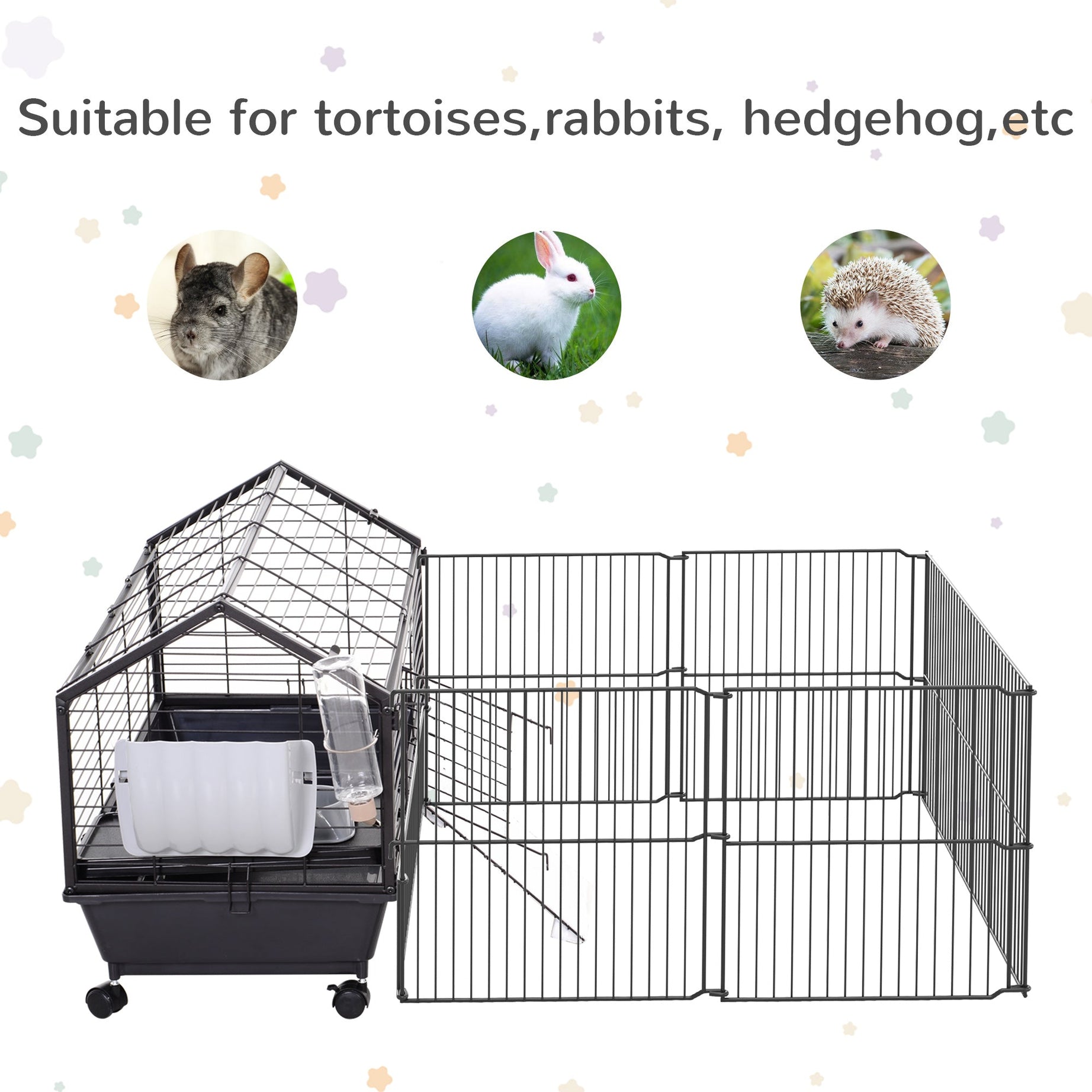 Rolling Metal Rabbit Guinea Pig Or Small Animal Hutch Cage
