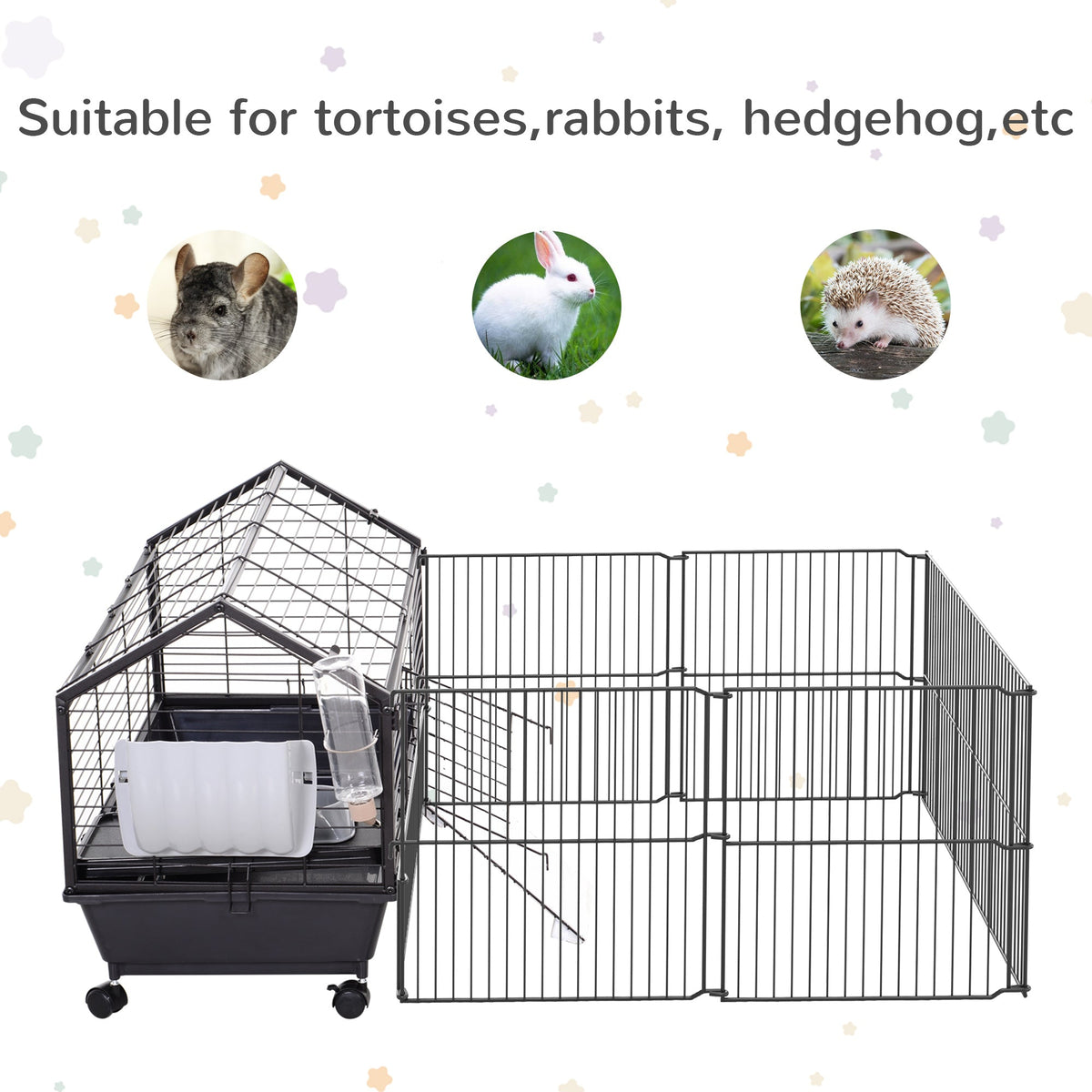 Rolling Metal Rabbit Guinea Pig Or Small Animal Hutch Cage