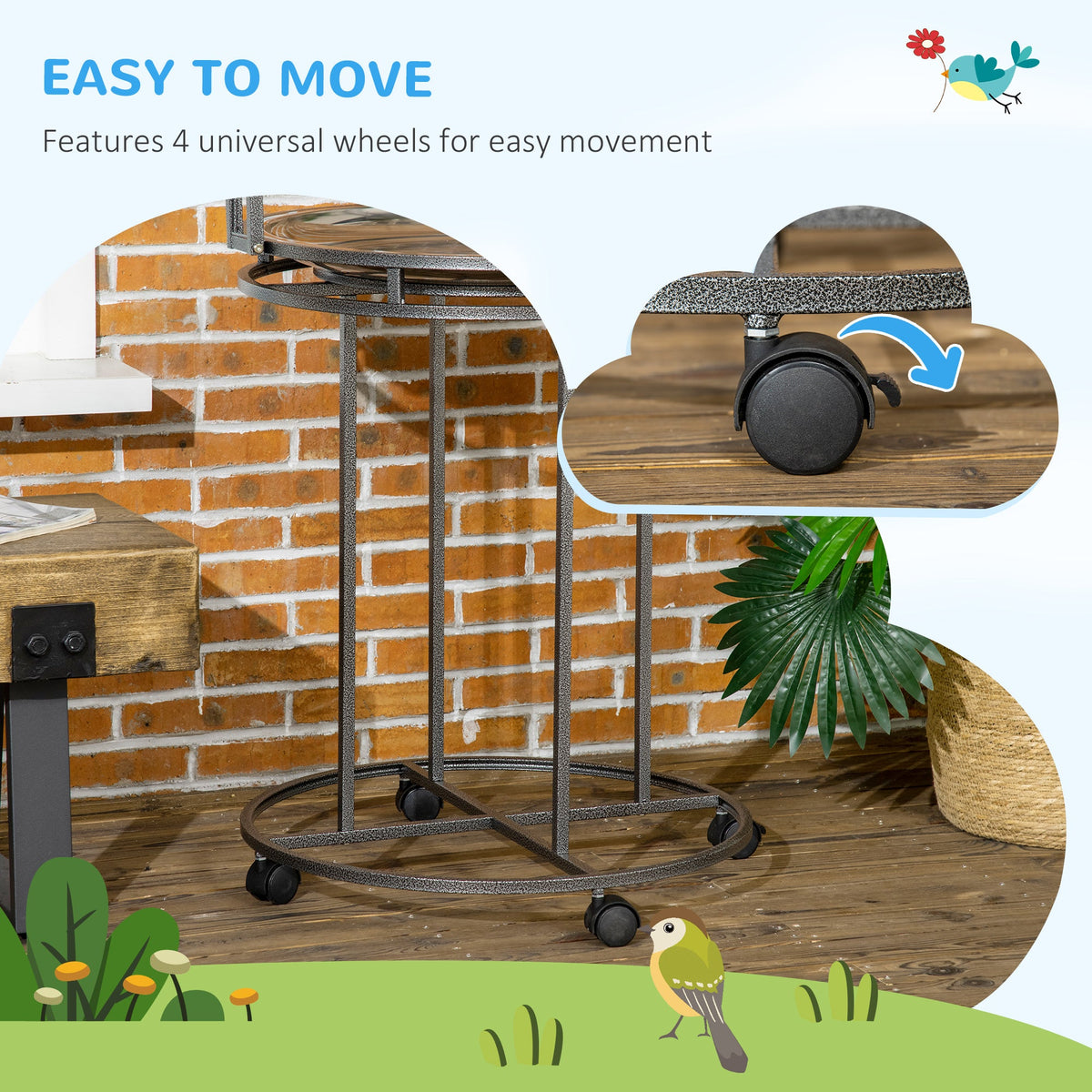 Parrot Stand Large Bird Perch With Toy Hook 3 Ladders Wooden Gray
