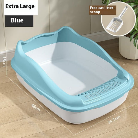 Litter Box Oversized Semi-enclosed Cat Toilet Anti-splash Poop Basin