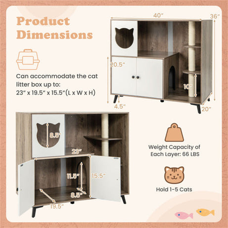 Cat Litter Box With Scratching Post Apartment House Locker