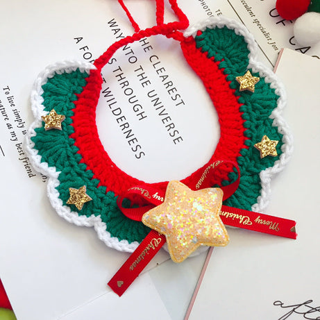 Wool Pet Collar Hand Woven Christmas Pet Accessories