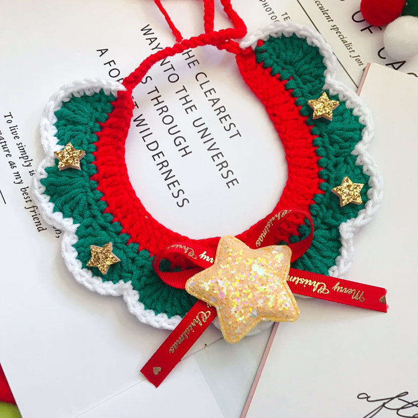 Wool Pet Collar Hand Woven Christmas Pet Accessories