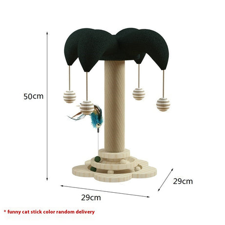 Cat Self-hi Solid Wood Turntable Scratching Post Teaser Durable