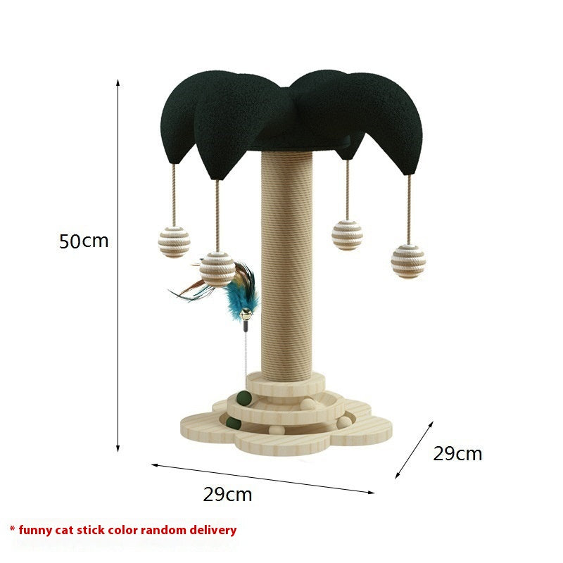 Cat Self-hi Solid Wood Turntable Scratching Post Teaser Durable