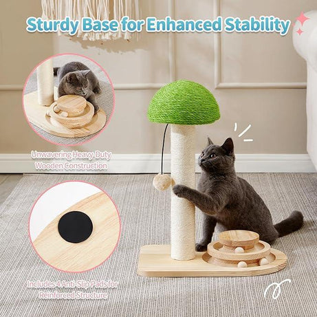Mushroom Sisal Rope 2-in-1 Wooden Interactive Ball Track Cat