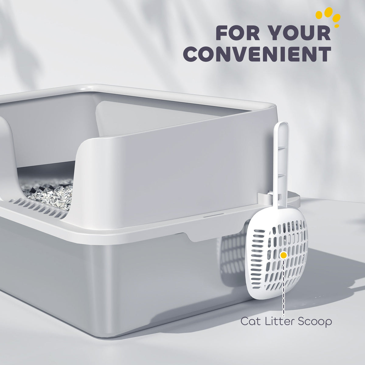 Stainless Steel Litter Box With High Side Scoop Easy Cleaning