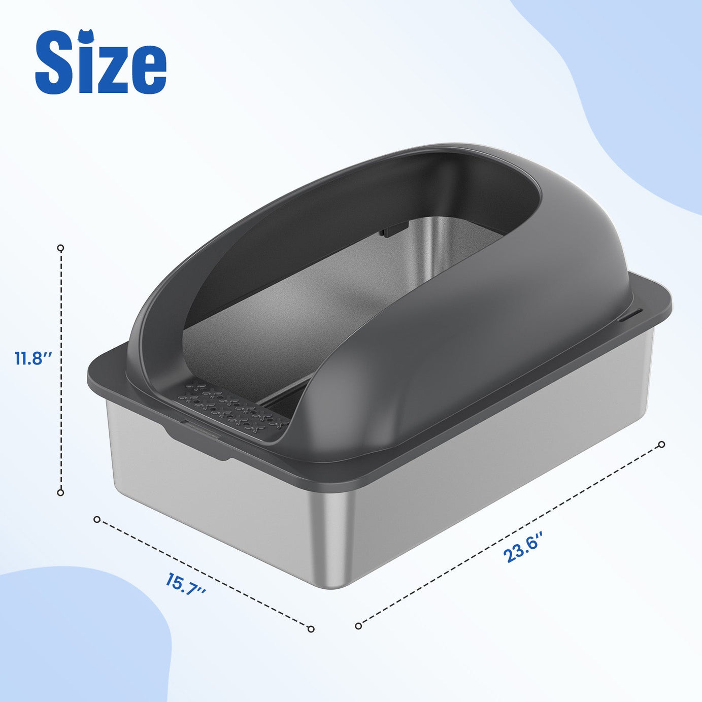 Stainless Steel Cat Litter Box With Lid Large For Big Cats Scoop