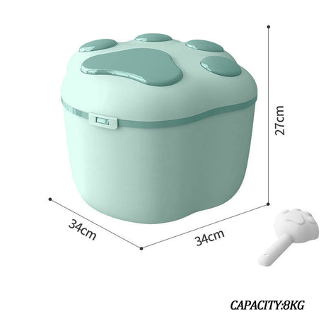 Dog Food Storage Container Claw Pet Grain Bucket With Cute Lid
