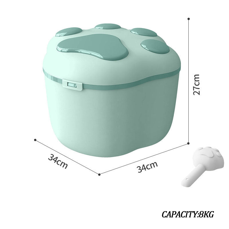 Dog Food Storage Container Claw Pet Grain Bucket With Cute Lid