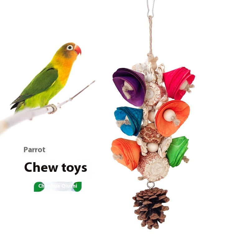 Natural Material Parrot Toy Birdcage Pendant